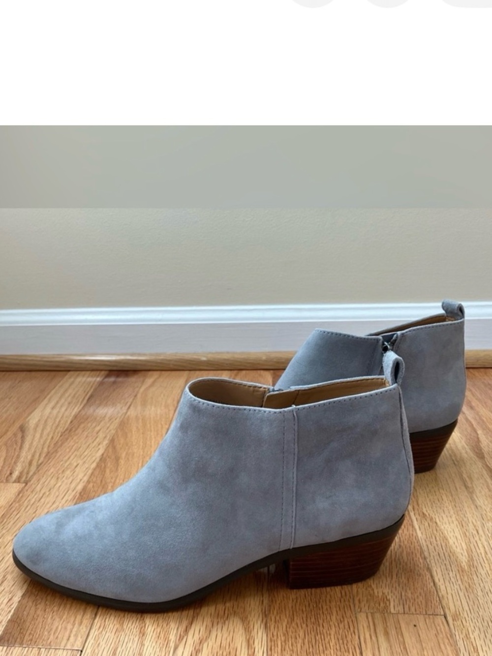 J.Crew Light Gray Suede Ankle Booties Block Heel Size 10.5